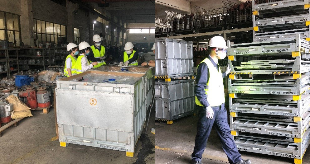 美孚工程师提供现场指导并检查美孚可折叠式液袋周转箱