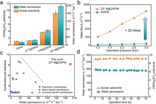 ZIF-8@ZNPM膜分离性能 ZIF-8@ZNPM膜分离性能