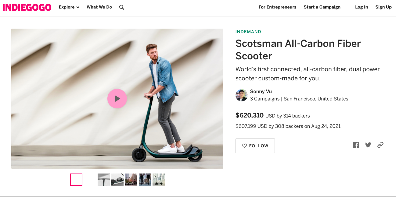 全球首款用3D打印热塑性碳纤维复合材料的电动滑板车