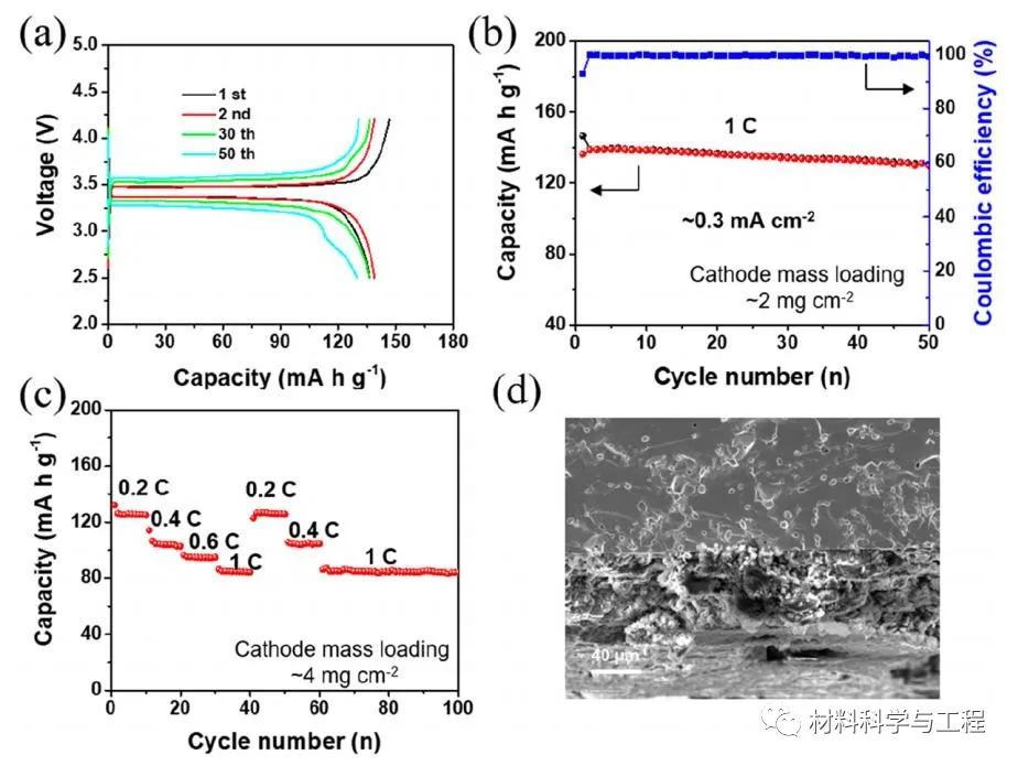 图6 铜掺杂Li3Zn固态电解质全电池在室温下的电化学性能 图6 铜掺杂Li3Zn固态电解质全电池在室温下的电化学性能