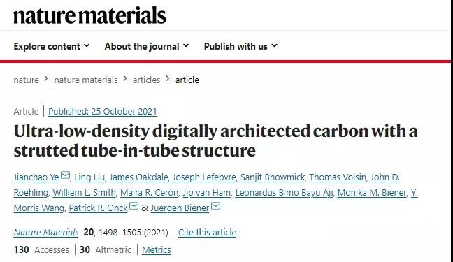 开发3D打印超低密度超高模量多孔结构材料 开发3D打印超低密度超高模量多孔结构材料