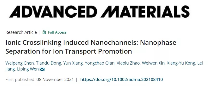 纳米相分离离子交联膜 纳米相分离离子交联膜