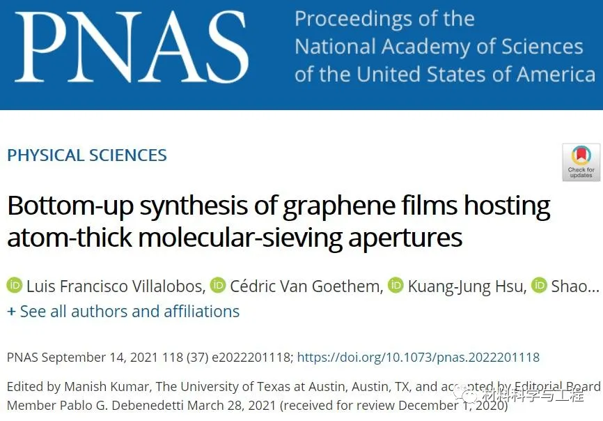 具有原子尺度厚分子筛孔的纳米晶石墨烯薄膜