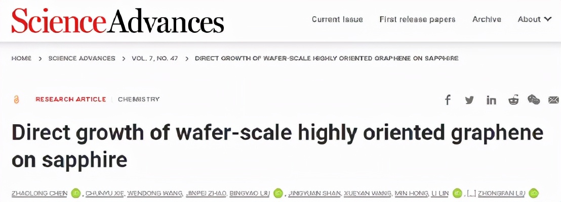 晶圆尺寸准单晶石墨烯薄膜的直接生长 晶圆尺寸准单晶石墨烯薄膜的直接生长