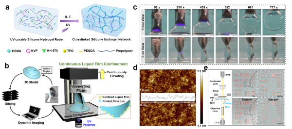 连续液膜限制的3D打印过程和3D打印隐形眼镜结构及其表征 连续液膜限制的3D打印过程和3D打印隐形眼镜结构及其表征