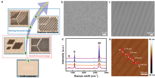 CVD方法原位生长的的石墨烯纳米带 CVD方法原位生长的的石墨烯纳米带