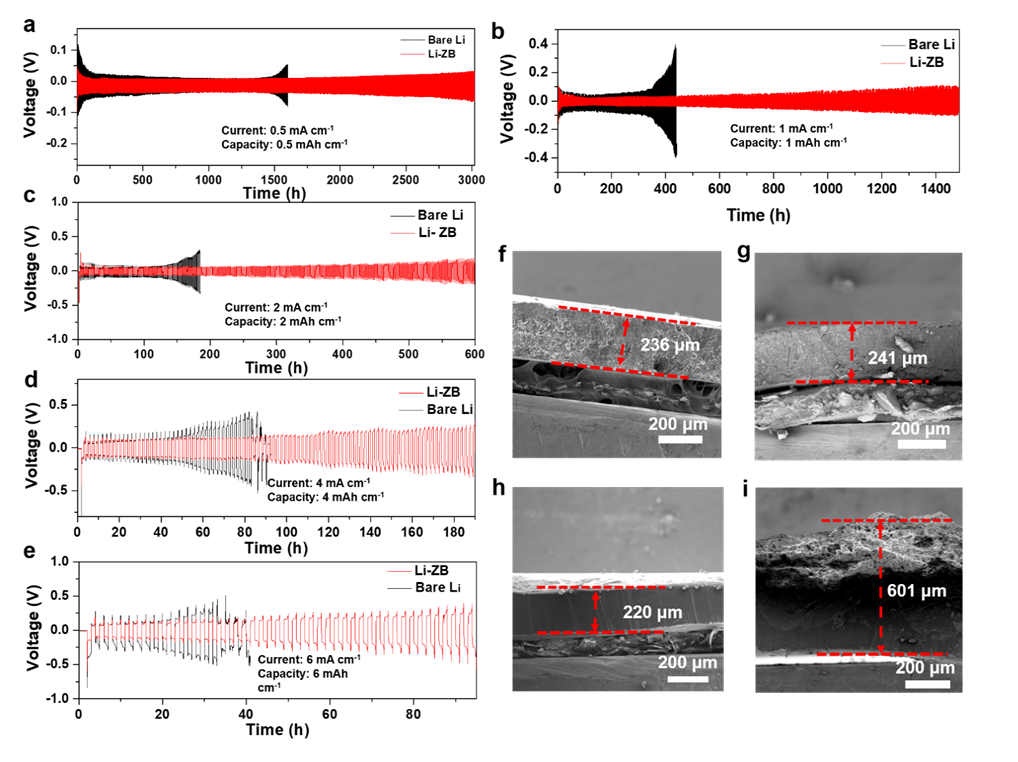 图4. Li-ZB电极的循环稳定性研究 图4. Li-ZB电极的循环稳定性研究
