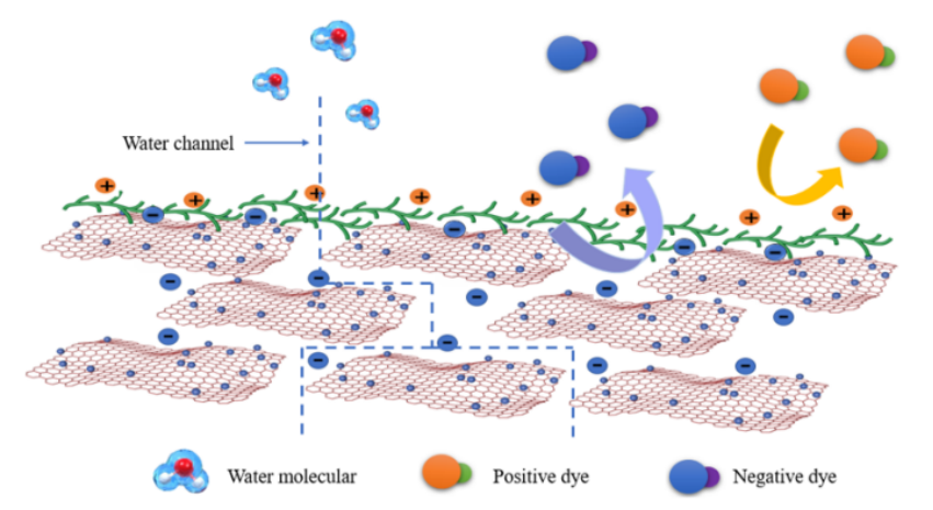 图4. 氧化石墨烯复合纳滤膜的分离机理