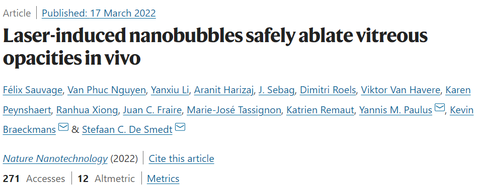 用于安全破坏玻璃体混浊的纳米气泡消融 用于安全破坏玻璃体混浊的纳米气泡消融