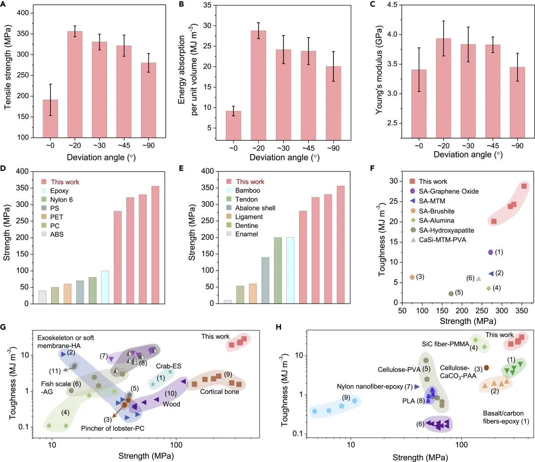 仿生非连续Bouligand结构纳米复合薄膜的单轴拉伸性能 仿生非连续Bouligand结构纳米复合薄膜的单轴拉伸性能