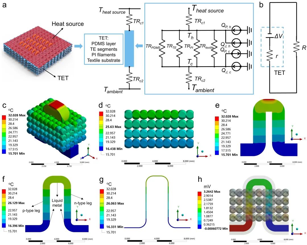 图4 热电织物内热电传输过程