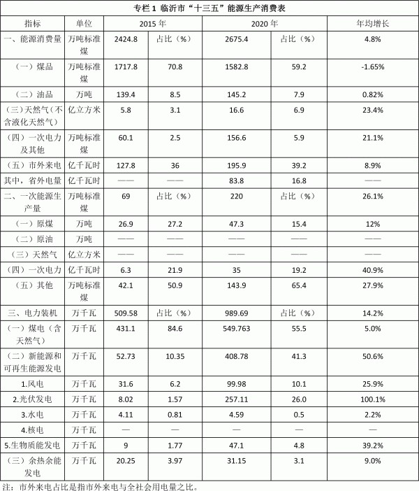临沂市能源发展“十四五”规划