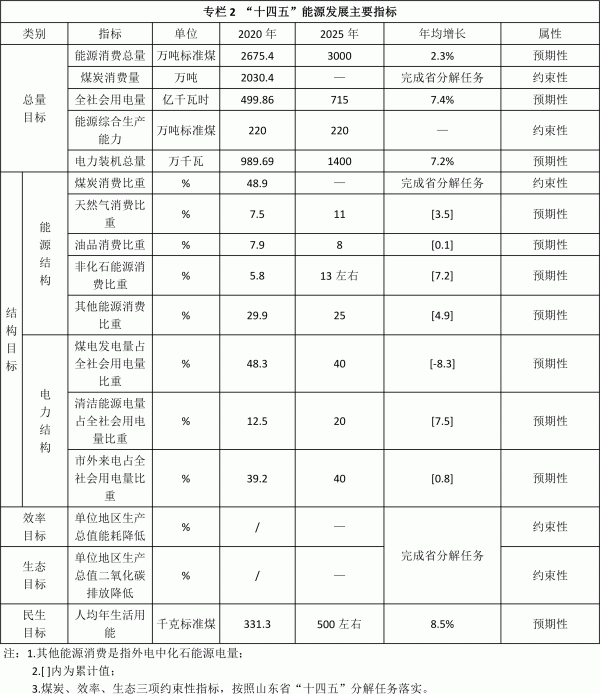 临沂市能源发展“十四五”规划