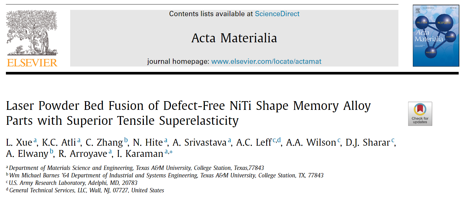 美国研究者开发出具有超弹性的3D打印形状记忆合金 美国研究者开发出具有超弹性的3D打印形状记忆合金