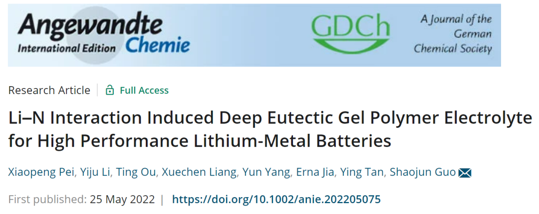 新型深共晶凝胶聚合物电解质助力高性能锂金属电池 新型深共晶凝胶聚合物电解质助力高性能锂金属电池