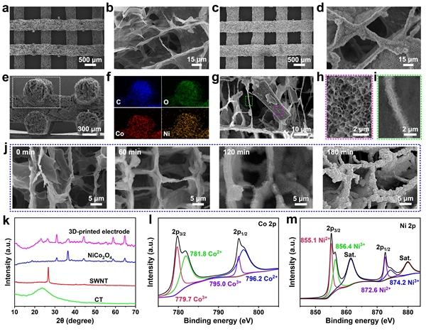 CT-SWNT-NiCo2O4赝电容电极的结构和成分分析 CT-SWNT-NiCo2O4赝电容电极的结构和成分分析