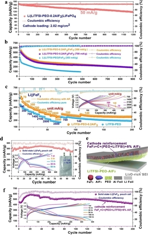 氟化增强的Li||FeF3和Li||LiFePO4固态电池的电化学性能 氟化增强的Li||FeF3和Li||LiFePO4固态电池的电化学性能