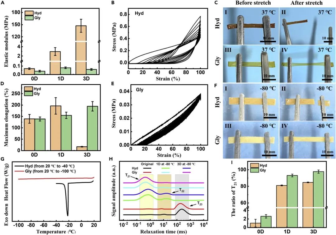 甘油水凝胶生物墨水的抗干燥和抗冻性能