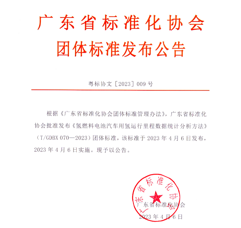 全国首个氢燃料电池汽车用氢运行里程团体标准发布