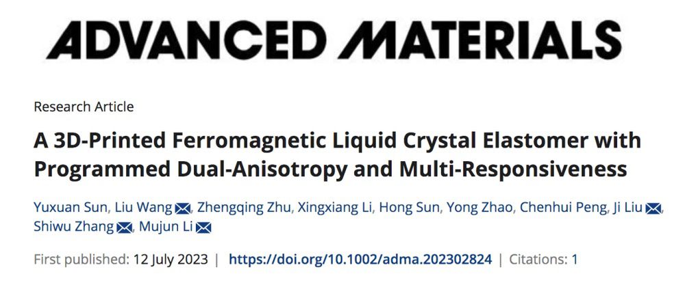 中国科大实现铁磁液晶弹性体的双各向异性可编程3D打印 中国科大实现铁磁液晶弹性体的双各向异性可编程3D打印